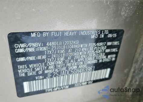 2016 Subaru Forester 2.5I Premium z USA, uszkodzony, nr VIN JF2SJADC5GH463961